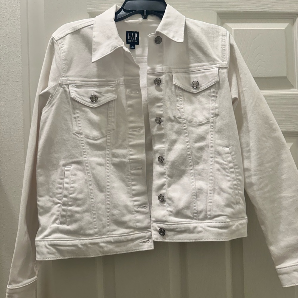 Gap white denim jacket